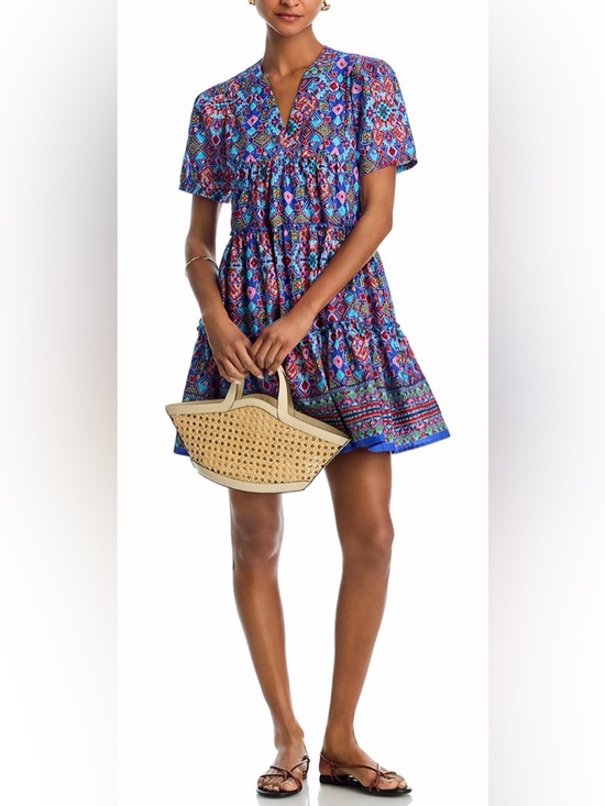 Aqua Dresses & Skirts - Aqua Mosaic Tile Puff Sleeve Dress